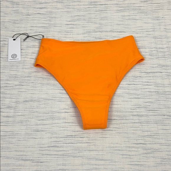 Ellejay Carolyn High Waist Bikini Bottom in Orange - Picture 3 of 4